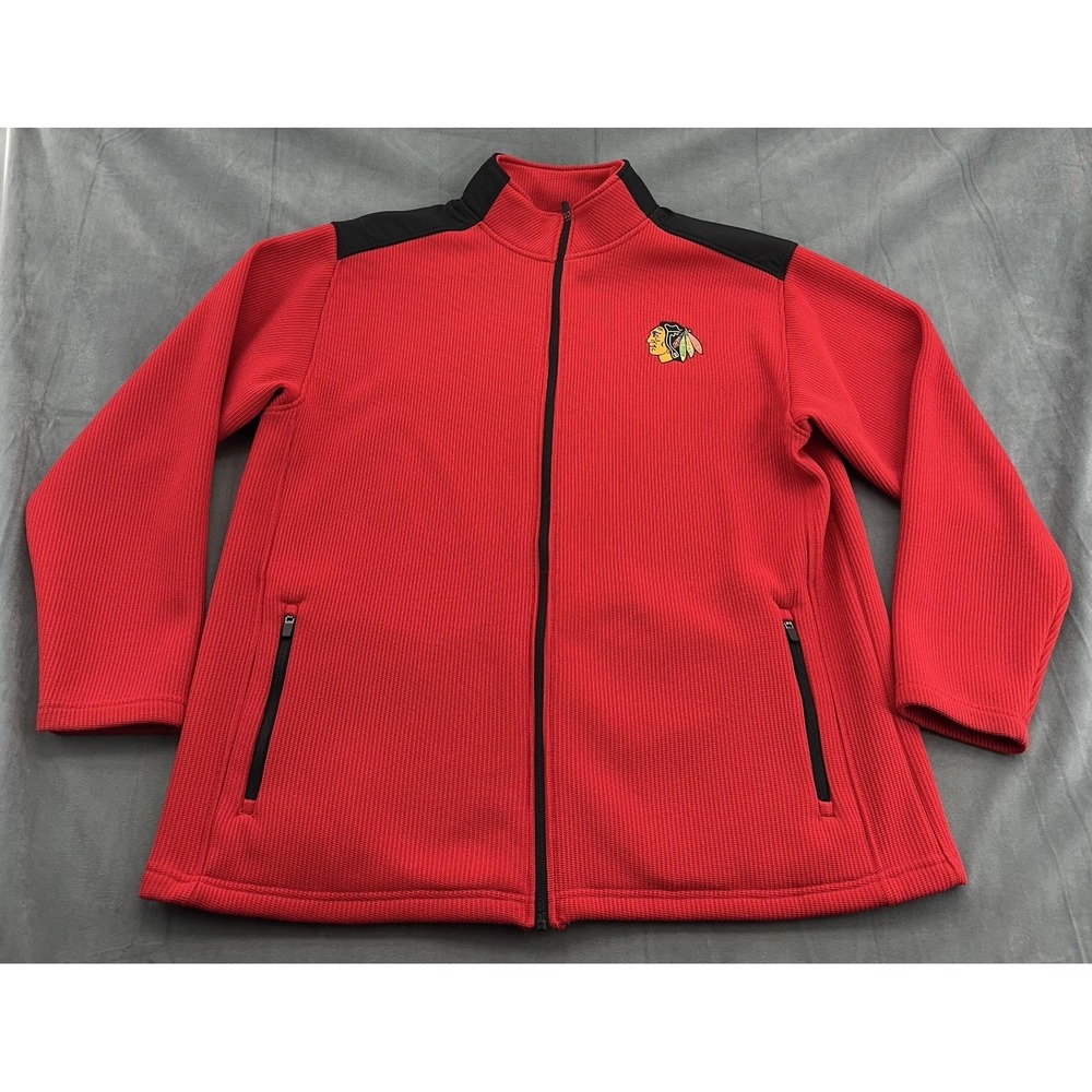 Chicago Blackhawks Jacket Mens XL NHL Hockey Full Zip Fleece Pockets Red